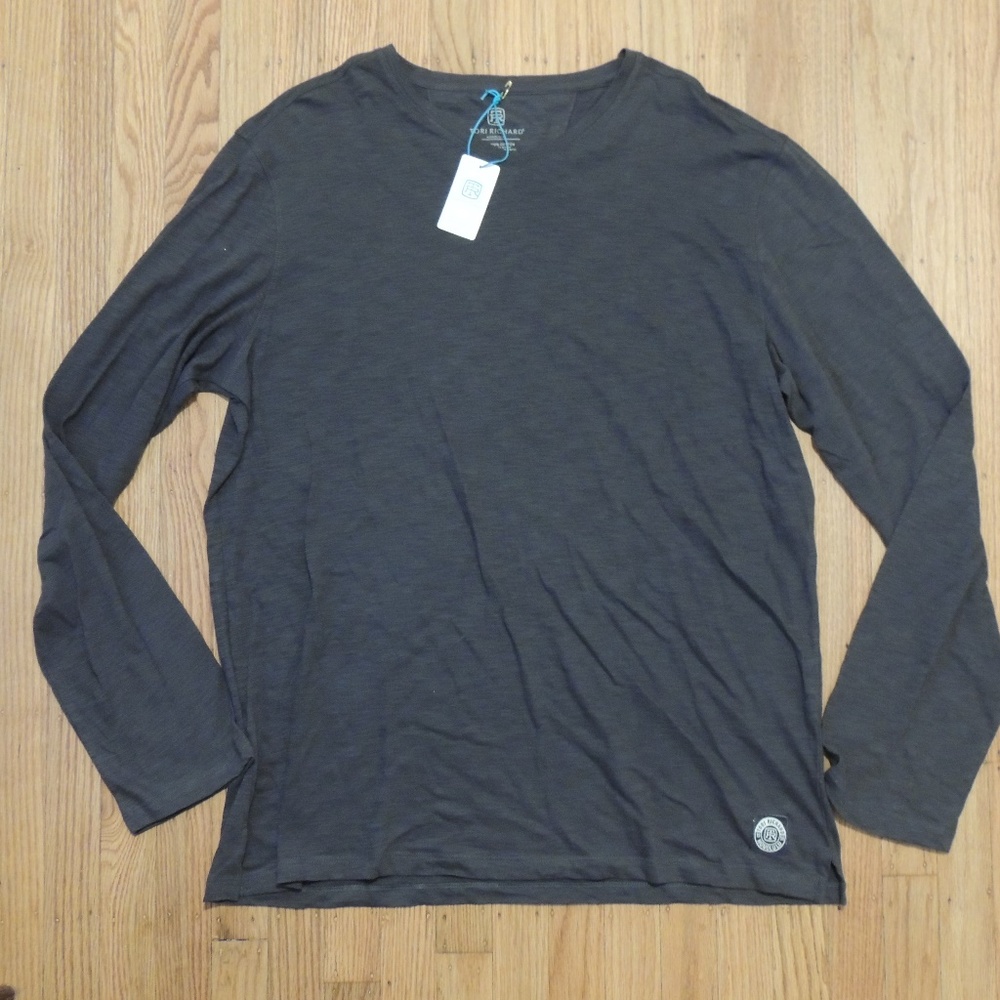 Tori Richard Long Sleeve Shirt Gray Crew Neck NEW